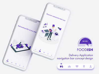 "FOODISH" FOOD DELIVERY APP delivery food fooddelivery foodish mobile app mobileapp mobileappdesign navigation bar ui uiux