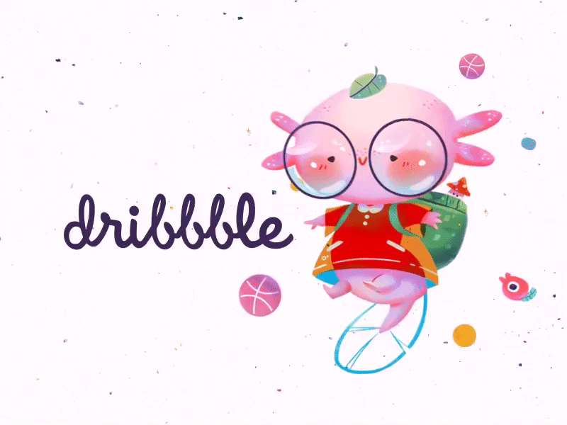 HelloDribbble animation axolotl character character animation character design child childrens illustration gif hello hello dribbble illustraion kawai rigging