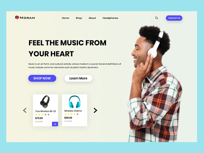 Headphone Header design for your website branding design headphone music website ui vector web website