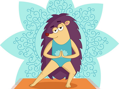 Yoga hedgehog illustration vector
