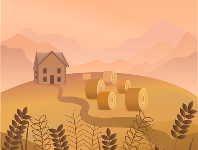 Farmer's house illustration vector