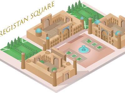 Registan Square gradient illustration isometry vector