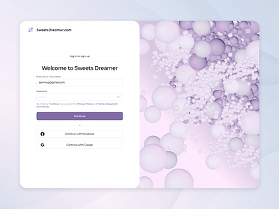 Registration buble concept log in login pink popup product design registration sign site sweets ui ux vector