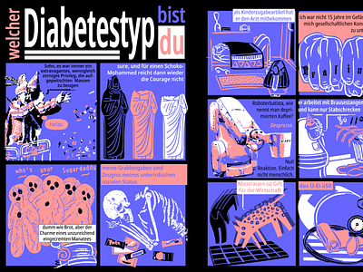 welcher Diabetestyp bist du cartoon comic illustration vector zuckerfrei
