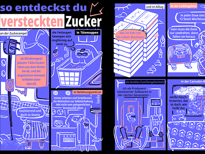 so entdeckst Du versteckten Zucker cartoon comic illustration vector zuckerfrei