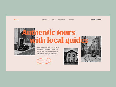 Authentic tours–concept color concept design designer figma green retro tours ui website