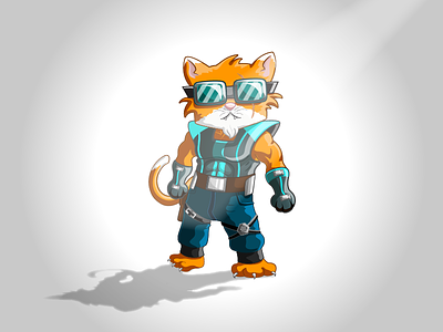Boom the Fighter Cat! ^_- blue cat characterdesign cool funny futuristic orange soldier technology vector