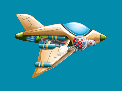 Fighter Jet air blue characterdesign fighter fly game green gun jet plane vector