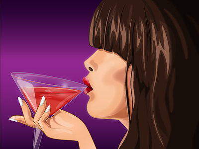 Sexy Lips brunette color girl glass hair illustration lips martini red redlips sexy vector