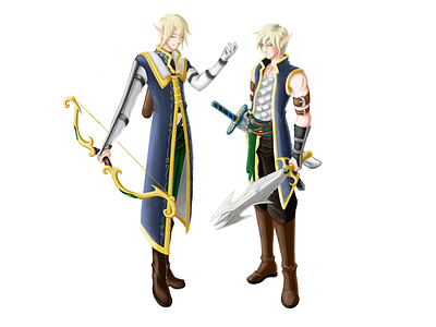 Futago Warriors! anime arrow bow character concept elves medieval photoshop sword twins warriors