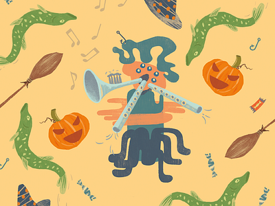 October art candy feast fish halloween hat illustration music october sound