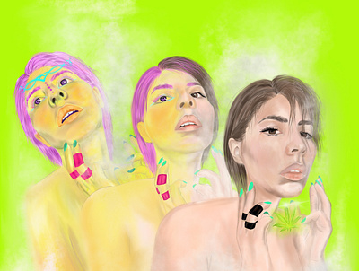 Transformation by nature face illustration neon procreate woman