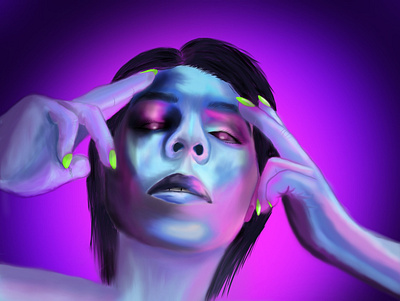 Neon face neon portrait