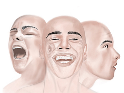 Skitzo emotions faces illustration man procreate