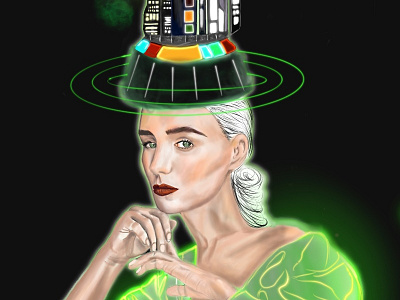 Space dream face fashion illustration neon portrait procreate space woman