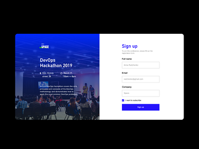 Hackathon sign up form