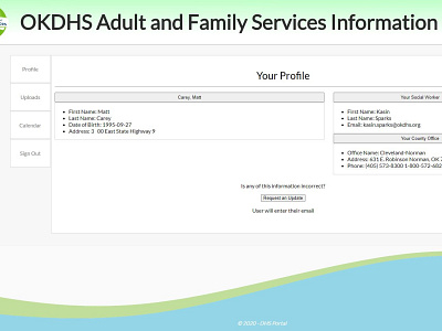 DHS Client User Menu design ui web