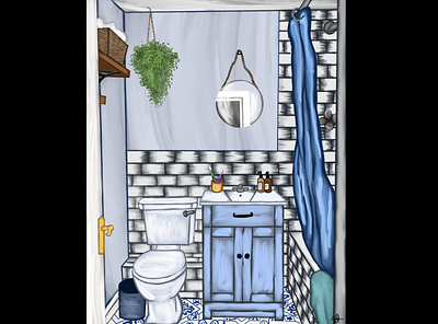 Bathroom art design digital illustration drawing graphic design illustration painting