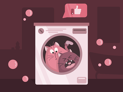 Cats art cat character design illustration laundry like monochrome pink vector