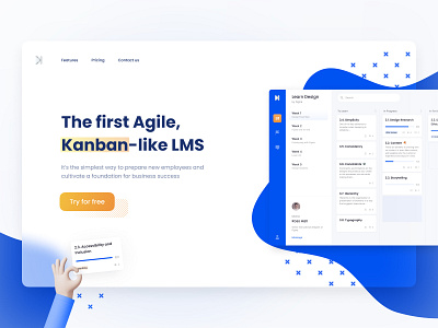 The first Agile, Kanban-like LMS agile e learning edtech education elearning kanban kanban board landing landing page lms product page productivity trello website