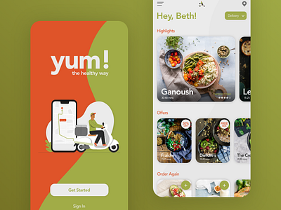 Yum! app delivery eat ecommerce food graphics illustration interface meal menu minimal order portfolio restaurant takeaway ui uidesign uiux uxdesign