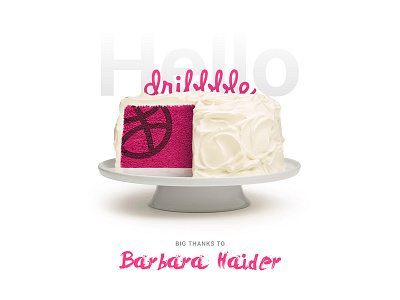 Debut - Hello Dribbble cake debut first shot hello dribbble invite pink thanks