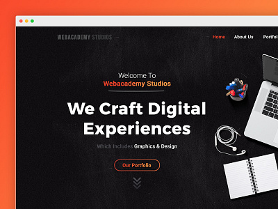 Web Academy - Agency Landing Page black gradient graphics homepage landing page montserrat orange roboto subtle web web design website