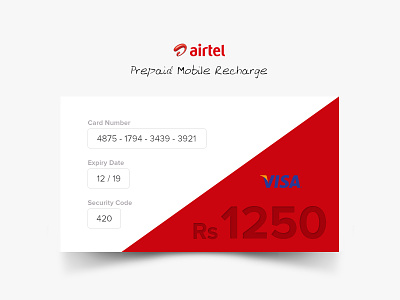 Daily UI 002 - Credit Card Checkout 002 02 airtel card checkout creditcard daily dailyui payment red visa