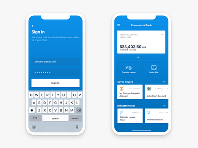Mobile Banking App - iPhone X app banking blue clean finance ios iphone mobile ui ux