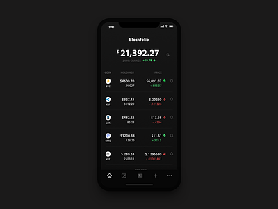 Blockfolio - Cryptocurrency Management App app bitcoin clean crypto cryptocurrency dark finance ios iphone x mobile numbers table