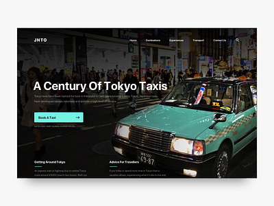 Japan Tourism - Taxi Cabs Of Tokyo booking car clean design flat japan photography taxi typography ui web website
