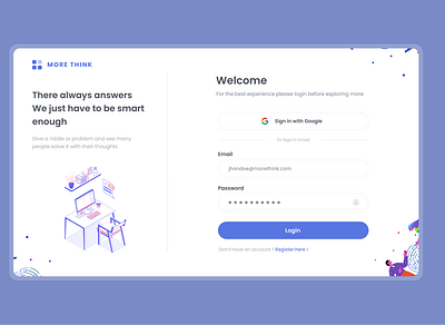 Login Page | More Think company design login page hireme illustration login form login page popular design popular shot register form sign in trending trending design trending shoot trending ui typogaphy uidesign uiux uxdesign website website designing