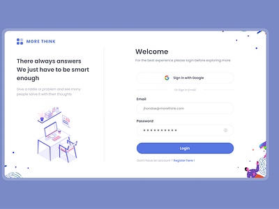 Login Page | More Think company design login page hireme illustration login form login page popular design popular shot register form sign in trending trending design trending shoot trending ui typogaphy uidesign uiux uxdesign website website designing