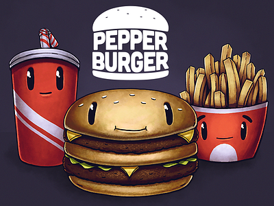 Revisiting an old idea. burger drink fries illustration yum