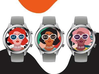 women's day girls illustration pop art vector watchface womens day