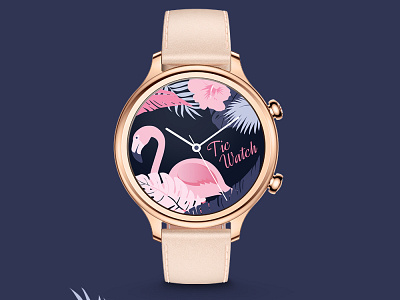 flamingo girls illustration smartwatch vector watchface