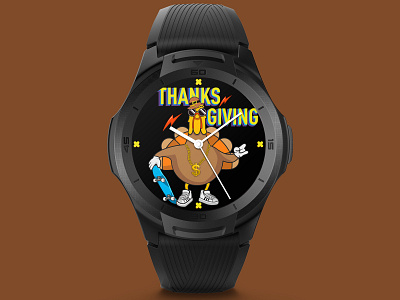 Hip hop Turkey food illustration holiday illustration smartwatch thanksgiving watchface