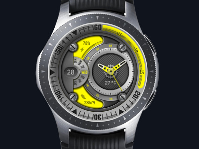 Blade Gyroscope classwatch gadget gear illustration industrial machinery metal silver smartwatch watch watchface yellow