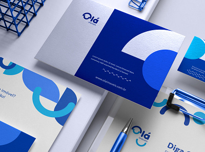 Olá imóveis brand branding branding design building business card identy logo