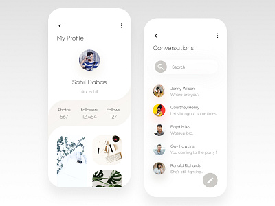 Social Media App UI app design designinspiration illustration minimal social media social media design socialmedia socialmediatemplate typography ui ux