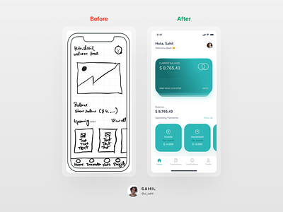 Finance App Wireframe to UI credit card designinspiration finance finance app finances financial financial app money app ui ux uxdesign wireframe wireframing