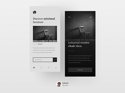 Minimalist Furniture UI appdesign chair chair design chairs designinspiration furniture furniture app furniture design furniture store furniture website minimal typography ui uidesign ux uxdesign