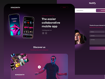 Coming Soon Page android app appdesign art artist branding collab coming soon gradient graphic design homepage ios music purple ui uiux under construction web website webui