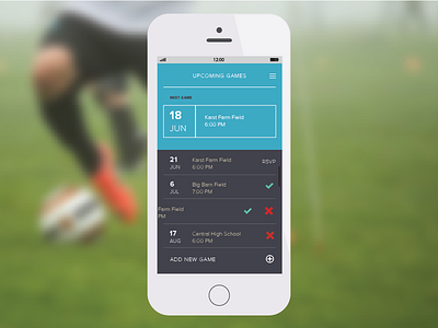 Soccer Schedule App app calendar schedule soccer ui ux