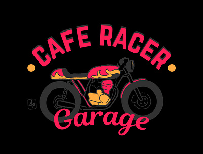 Cafe Racer Garage art bike bikegarage caferace caferacer design flat flat design garage icon illustration lettering logo motorcycle racing vector