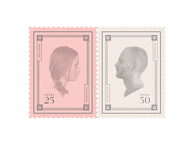 Double stamp aften hjf illustration knockout numbers ornament retro stamp valuta vintage