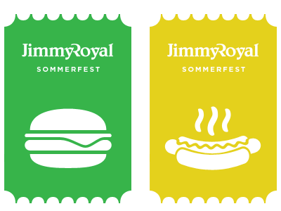 Tickets burger colors gotham green hotdog icons jimmy logo nouns orange royal tickets typography