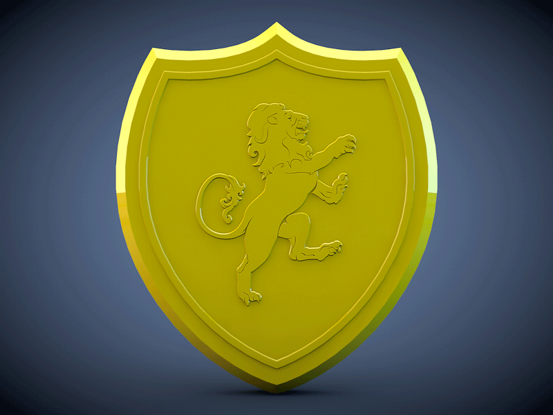 Lion heraldry 3d c4d crest heraldry lion yellow