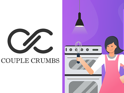 Couple Crumbs Illustration for Landing page + Logo