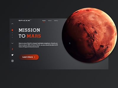 Mission to Mars - Web Design branding creative design font galaxy landingpage mars mission planet site site design space spacex ui uiux ux webdesign website